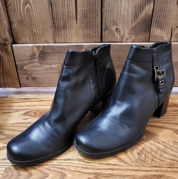 Liz Flex by Liz Claiborne Propose Zip Black Feux Leather Ankle Boots Women’s 9M - Picture 4 of 8